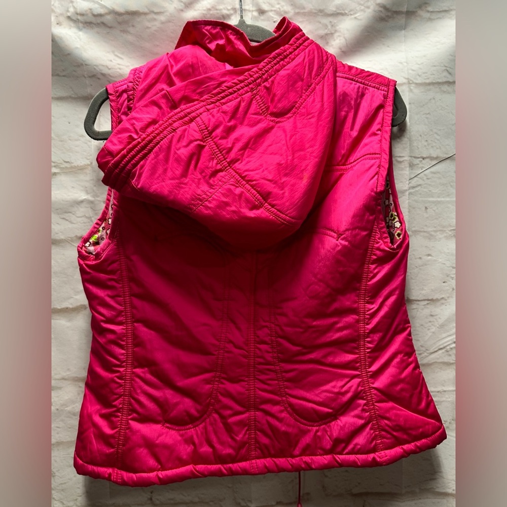 Oilily girls pink hooded puffer vest L/XL - Picture 6 of 6